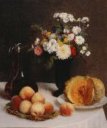 Henri Fantin-Latour Still Life with a Carafe, Flowers and Fruit oil